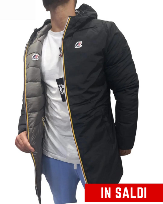 GIUBBINO KWAY LUNGO UOMO- DOUBLE FACE NERO/GRIGIO