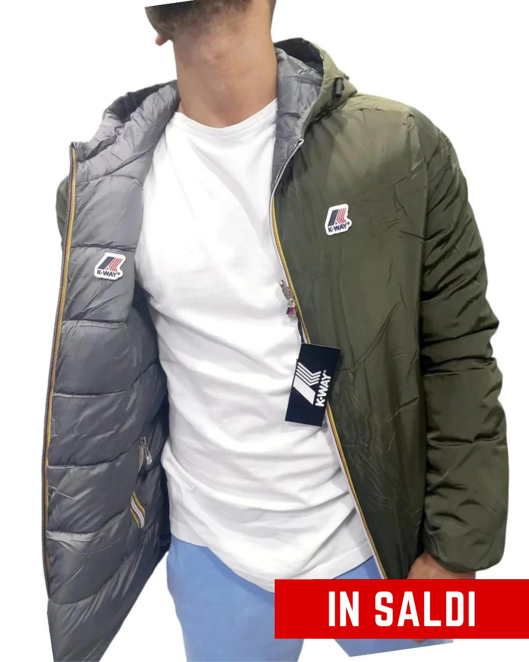 GIUBBINO KWAY UOMO- DOUBLE FACE GRIGIO/VERDE